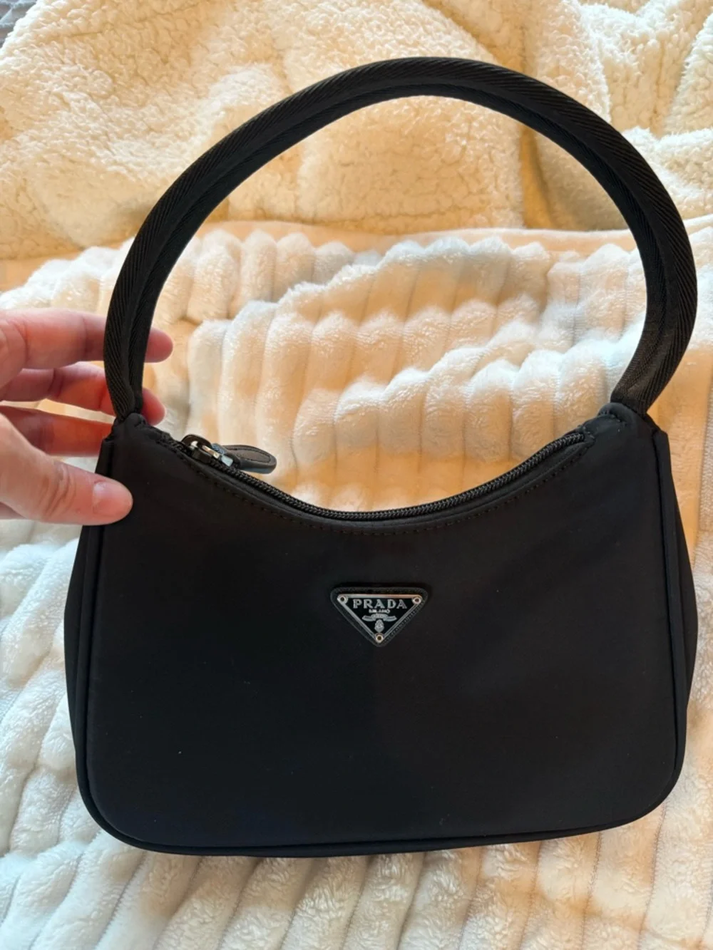 Prada Black Nylon Mini Shoulder Bag with Triangle Logo - Picture 2 of 5